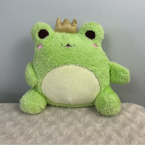 Cuddle Barn Frog Plush Stuffed Animal Toy Green Cream Gold Crown Tiara - Picture 1 of 5